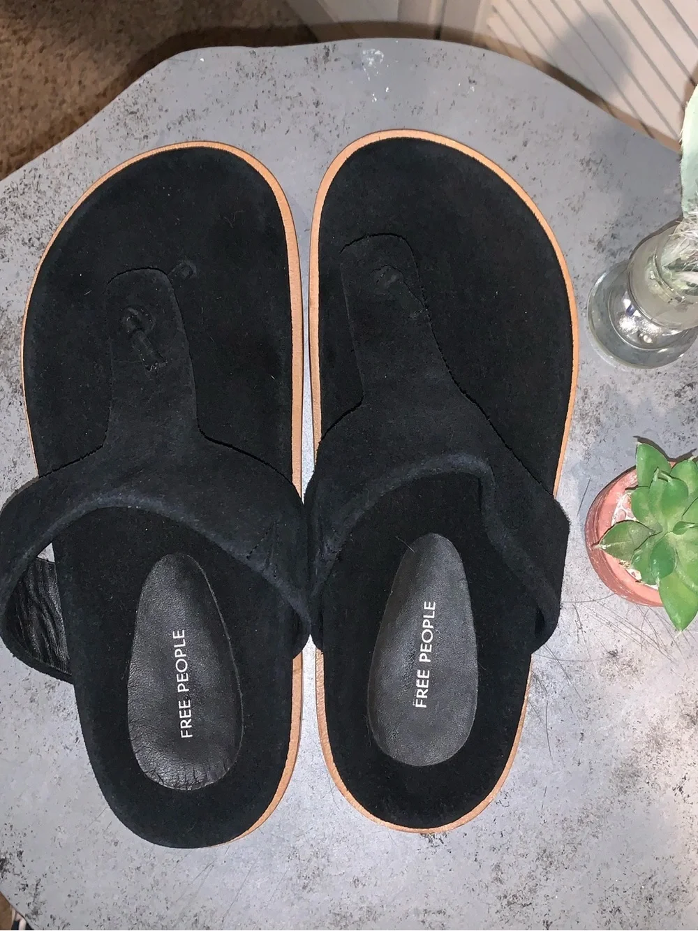 Free People Mika Footbed Sandals Black Suede women’s size 9 NWOB
